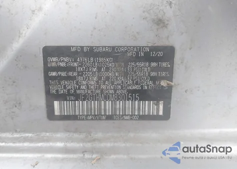 2021 Subaru Crosstrek Limited from USA, damaged, VIN JF2GTHMC0M8301515